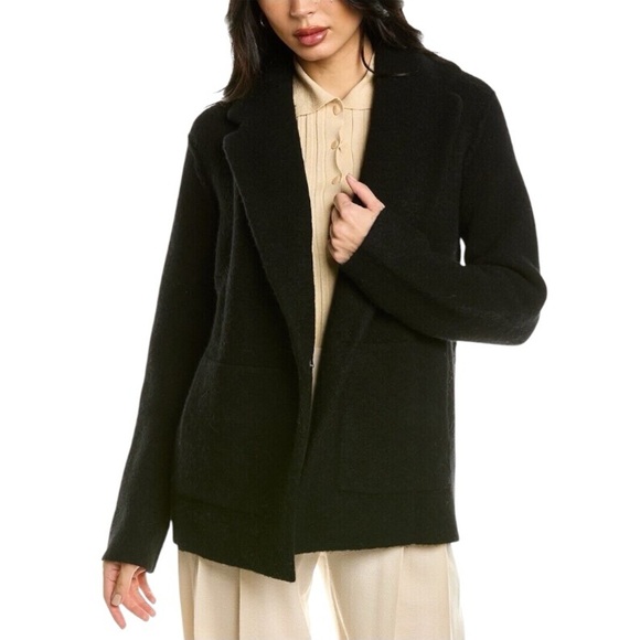 NWOT Vince Merino Wool, Alpaca Black Oversize Sweater Knit Coat, Size L - Picture 1 of 9